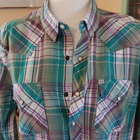 Salt Valley Snap Front Western Top Coastal Cowgirl - Picture 2 of 11